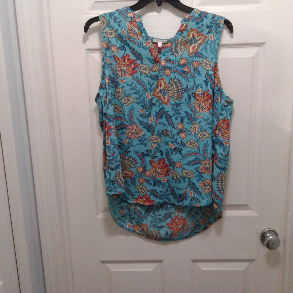 Maurices Paisley Green with Orange Leaf Pattern Tank Size 1X